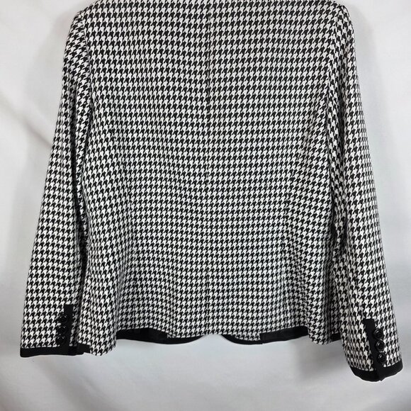 Kasper Blazer Jacket Women's Size 12P Black & White Houndstooth One Button - Picture 16 of 16